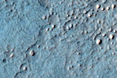 Irregular Cellular Structures around Crater in Southern Mid-Latitudes