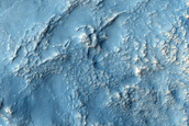 Irregular Cellular Structures around Crater in Southern Mid-Latitudes