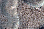 Irregular Cellular Structures around Crater in Southern Mid-Latitudes