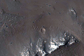 Crater-Related Pitted Materials in 8-Kilometer Crater in Daedalia Planum