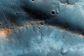 Kasei Valles Small Channel System near Impact Crater