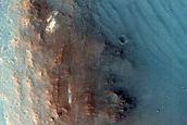 Crater Wall Exposure with Layered Stratigraphy North of Oxia Planum