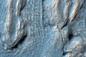 Irregular Cellular Structures around Crater in Southern Mid-Latitudes