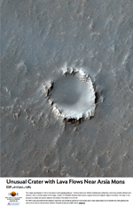 Unusual Crater with Lava Flows near Arsia Mons
