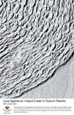 Lava against an Impact Crater in Elysium Planitia