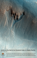 Gullies on the Wall of an Unnamed Crater in Utopia Planitia
