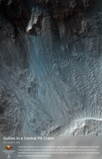 Gullies in a Central Pit Crater