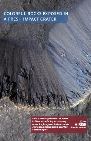 Colorful Rocks Exposed in a Fresh Impact Crater