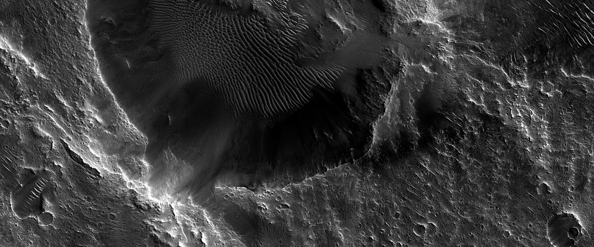 Ejecta Moving into Crater in Chryse Planitia